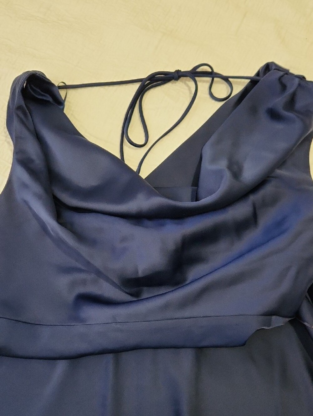 Joie Navy Satin Slip Gown with Adjustable Straps - Picture 2 of 5